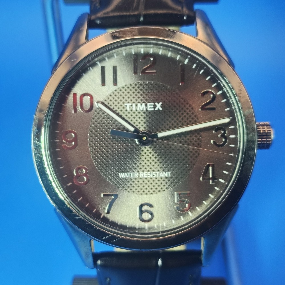 2018 Timex T46000 40mm Mens Quartz Dress Watch Gun Metal New Strap Full Restore